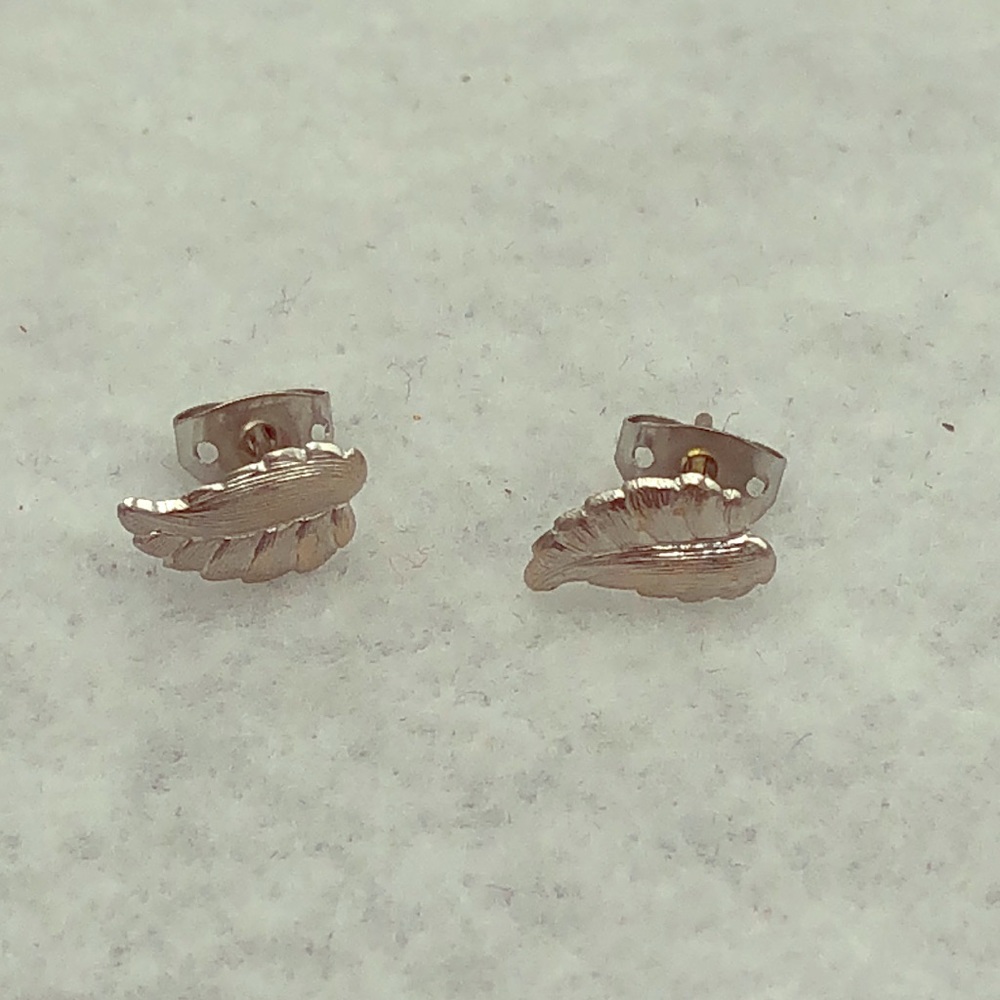 Earrings silver leaf studs